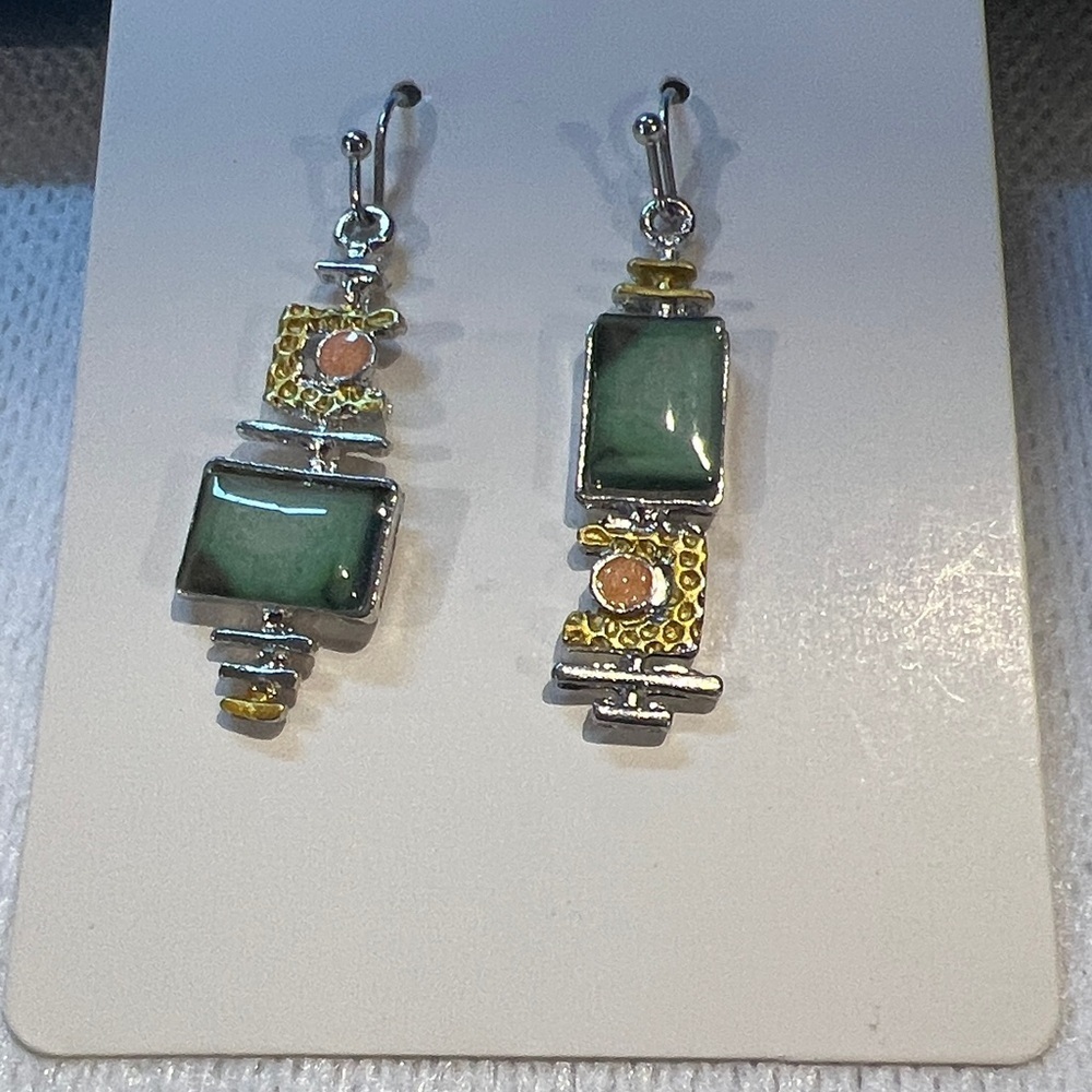 Elegant Silver and Green Earrings